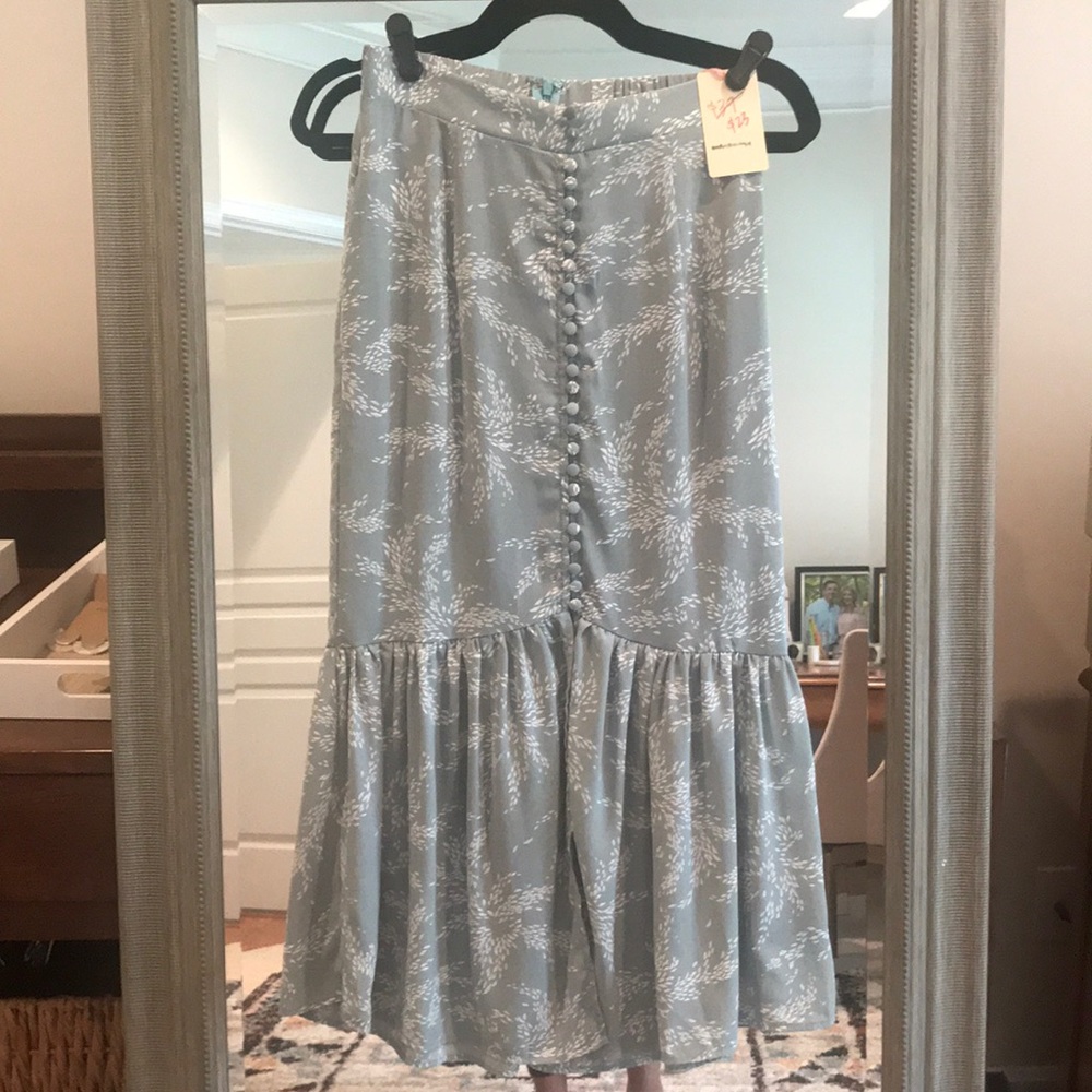 Sage, leaf print skirt